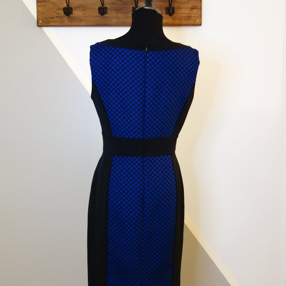 TAHARI Blue & Black Sheath Dress Size 4 - Picture 2 of 8